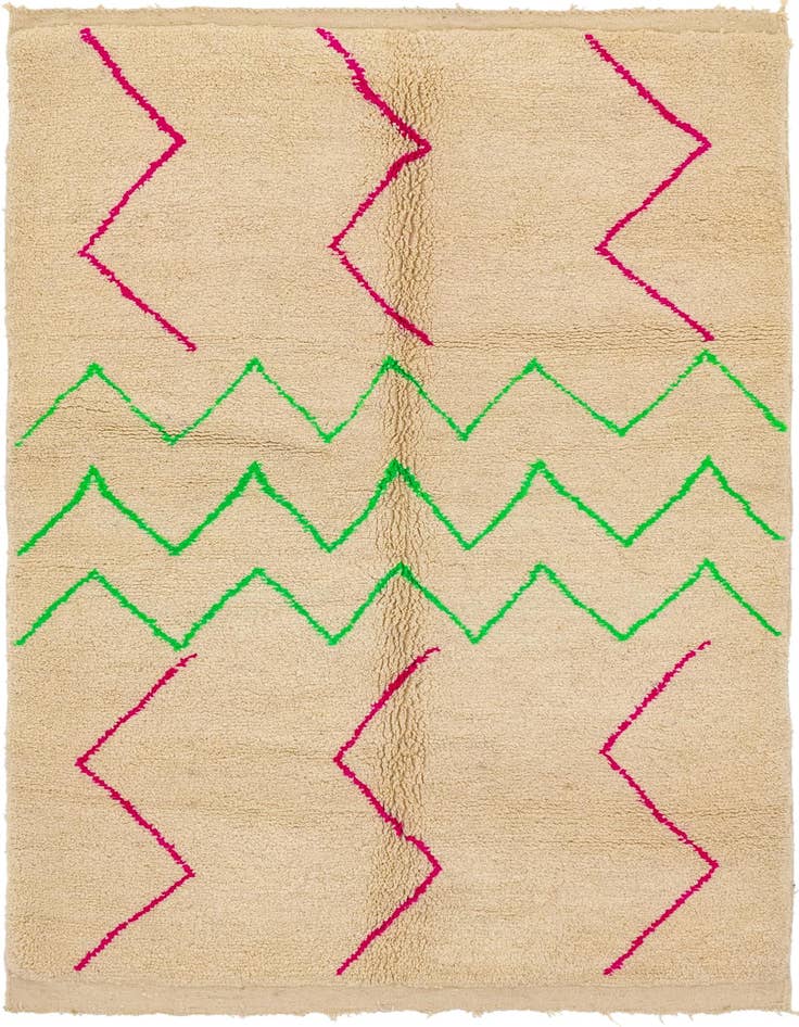 Detail image of 4' 11 x 7' 9 Hand Knotted Moroccan Wool Rug