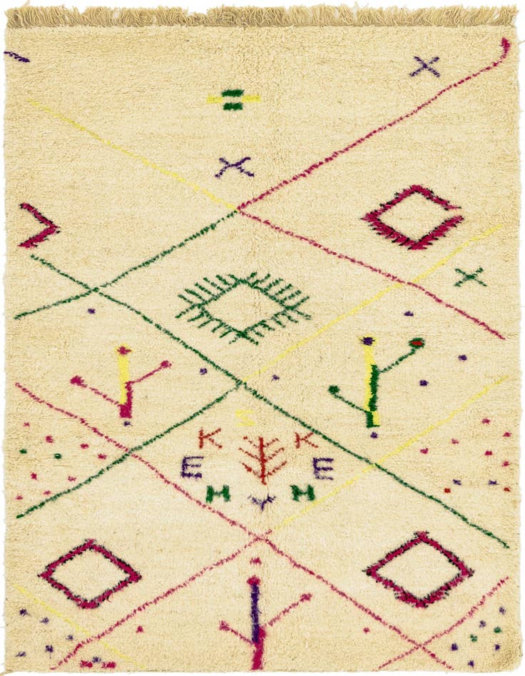 Detail image of 5' 6 x 8' 10 Hand Knotted Moroccan Wool Rug
