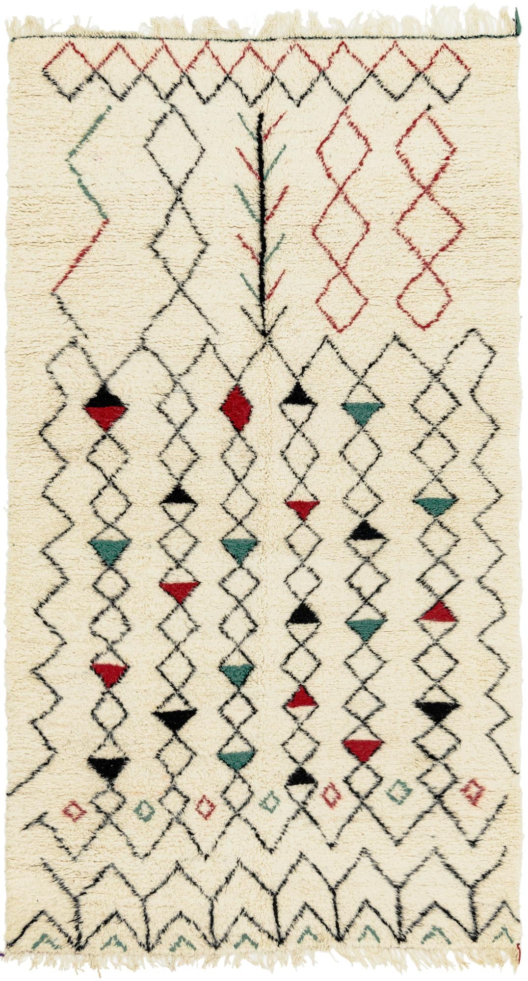 5' x 9' 2 Hand Knotted Moroccan Wool Rug