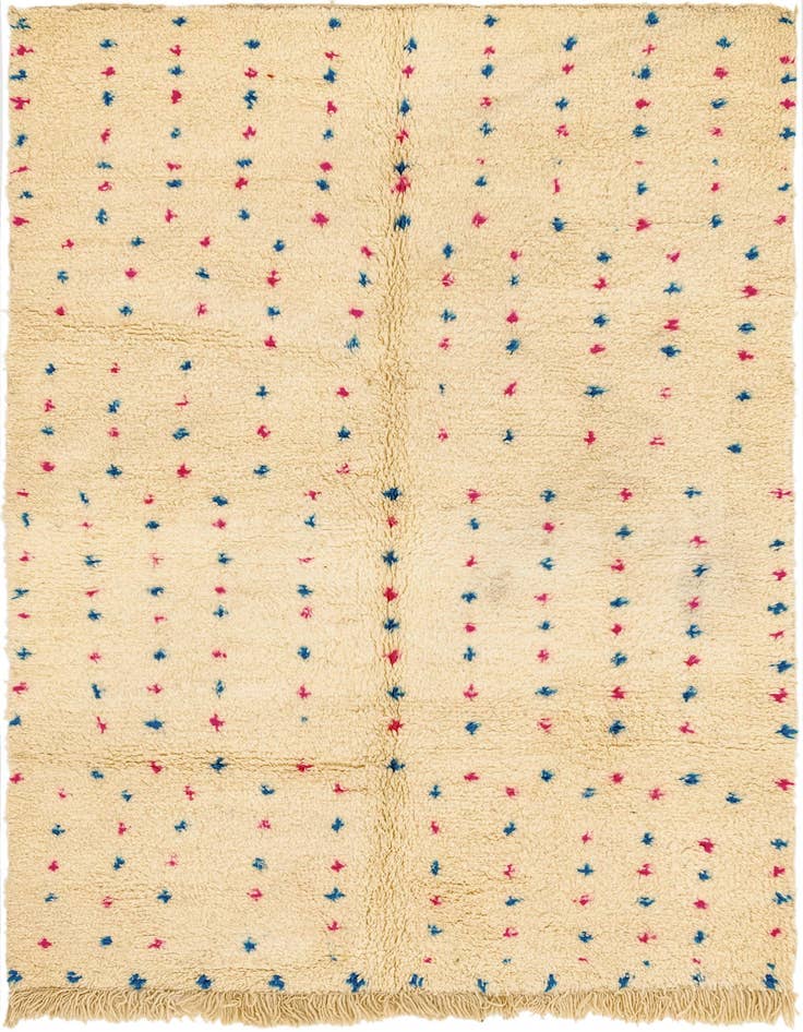 Detail image of 4' 10 x 6' 7 Hand Knotted Moroccan Wool Rug