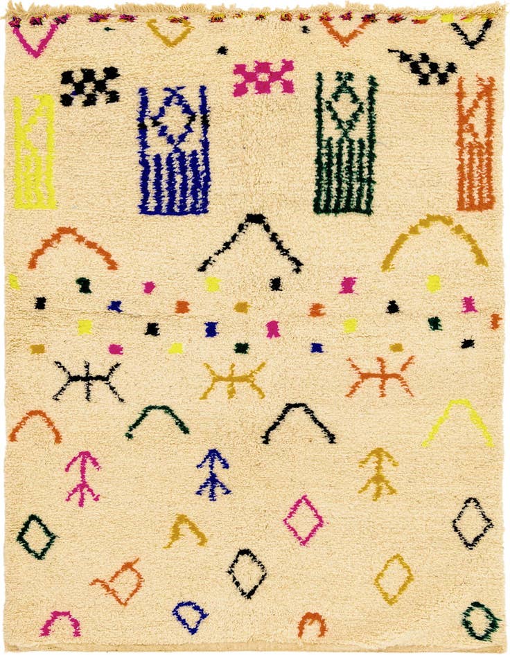 Detail image of 5' 4 x 7' 9 Hand Knotted Moroccan Wool Rug