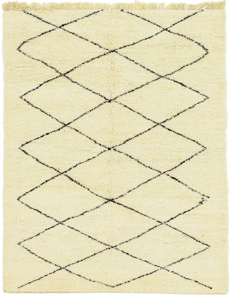 Detail image of 4' 9 x 8' 9 Hand Knotted Moroccan Wool Rug