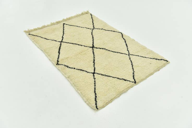 Detail image of 3' 5 x 4' 9 Hand Knotted Moroccan Wool Rug