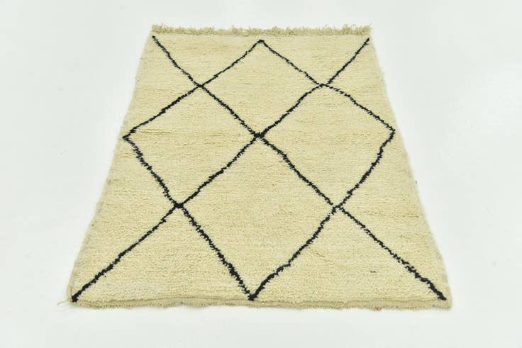 Detail image of 3' 5 x 4' 9 Hand Knotted Moroccan Wool Rug