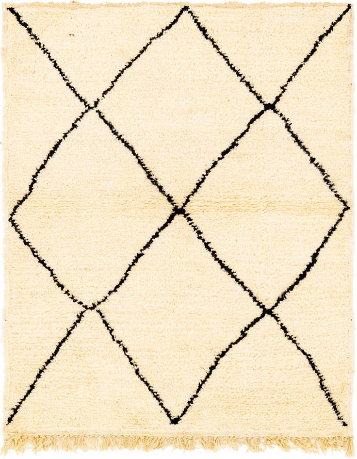 Detail image of 3' 5 x 4' 9 Hand Knotted Moroccan Wool Rug