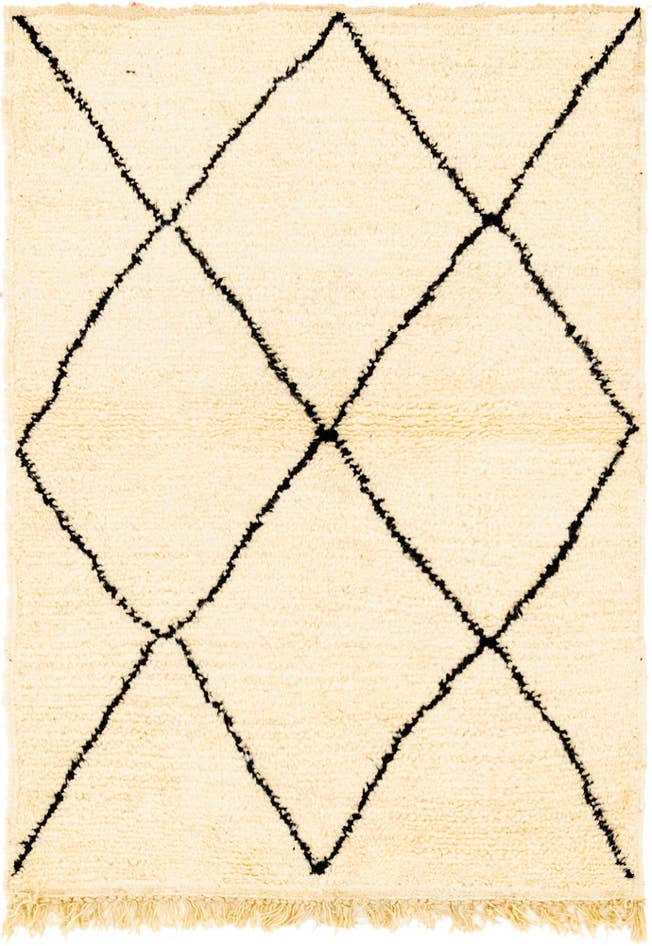 Detail image of 3' 5 x 4' 9 Hand Knotted Moroccan Wool Rug