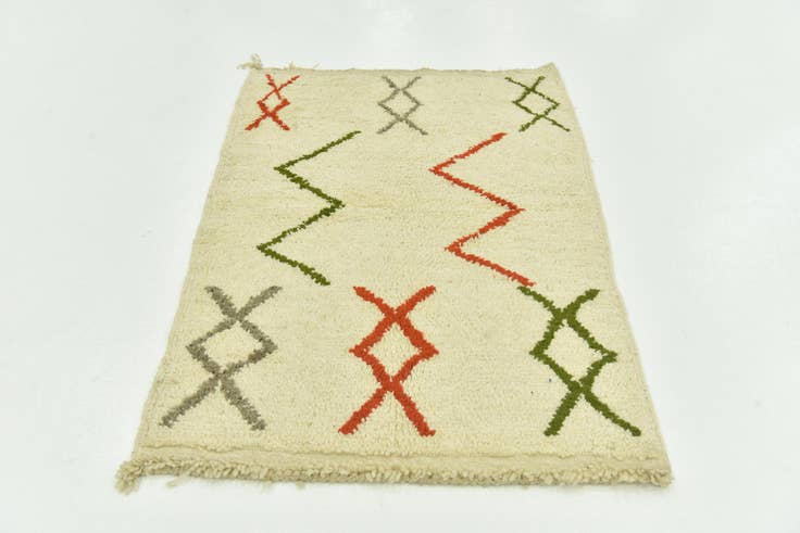 Detail image of 3' 4 x 5' Hand Knotted Moroccan Wool Rug