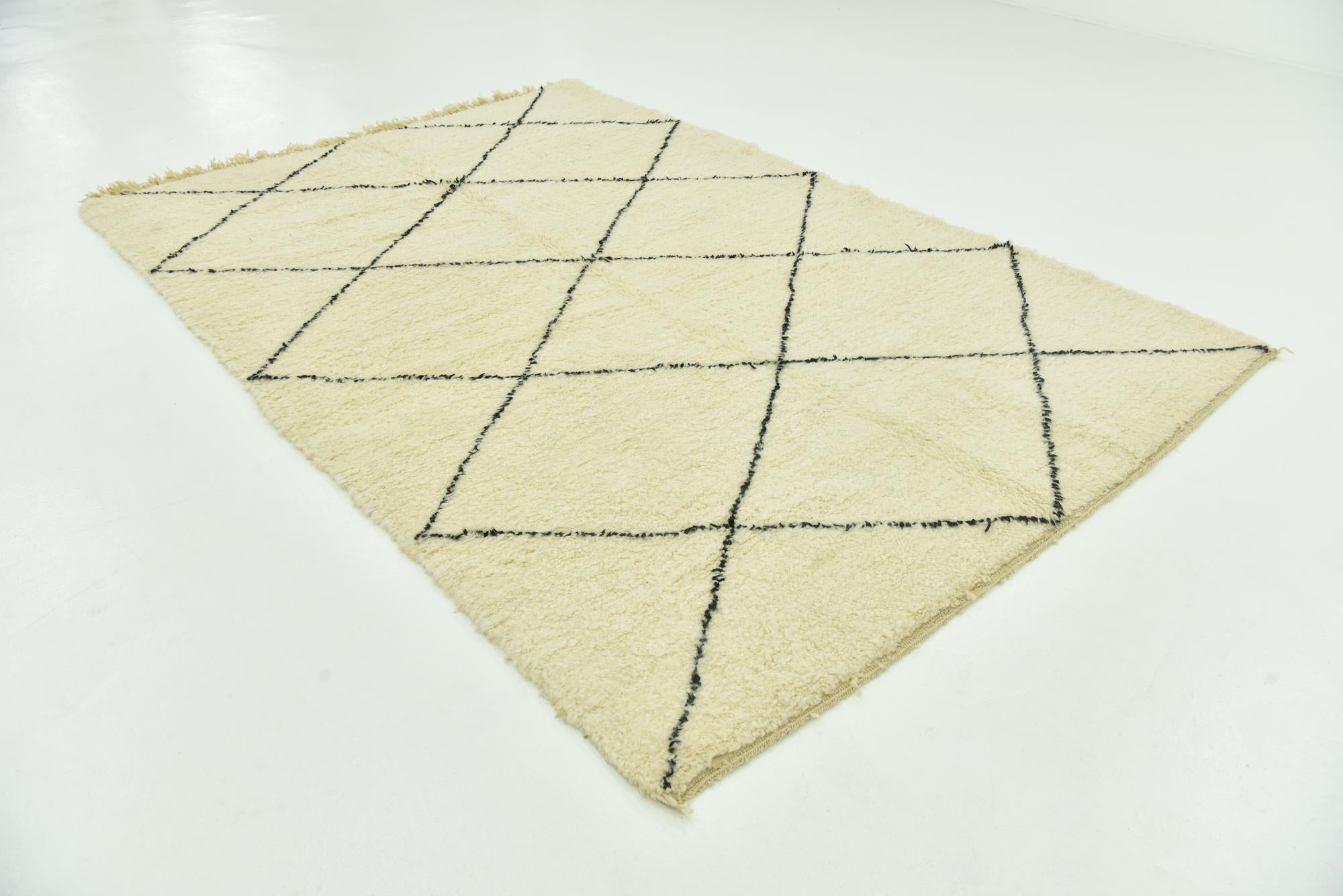 6' 7 x 9' 10 Hand Knotted Moroccan Wool Rug