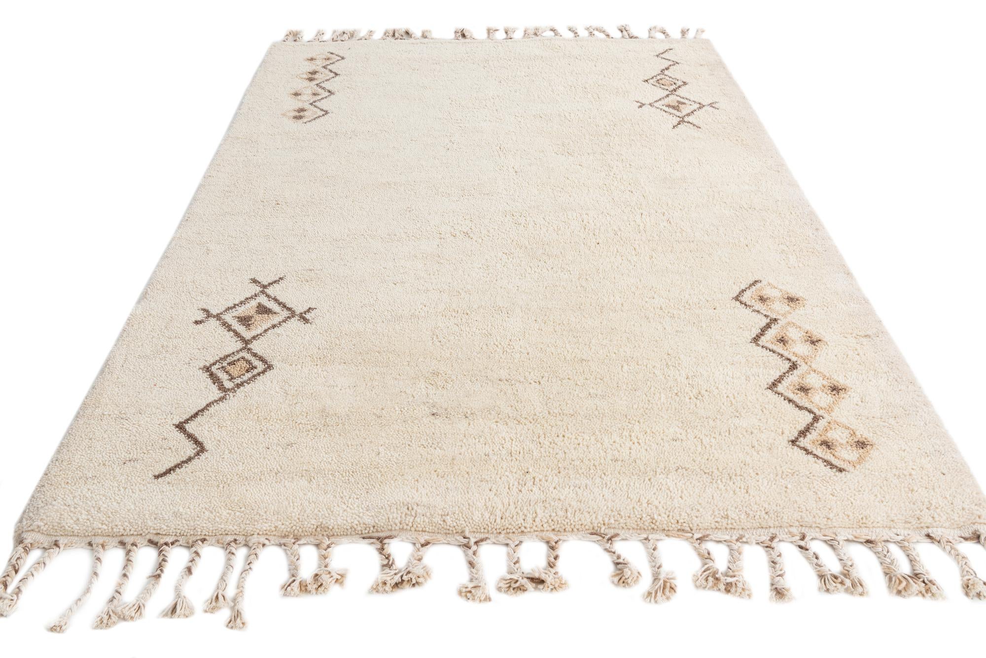 5' 8 x 8' Hand Knotted Moroccan Wool Rug