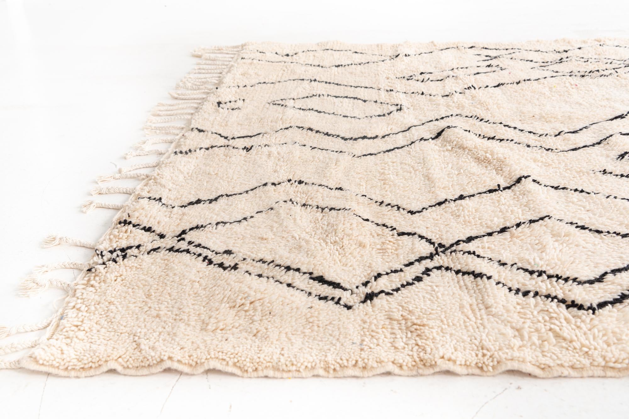 6' 3 x 9' 5 Hand Knotted Moroccan Wool Rug
