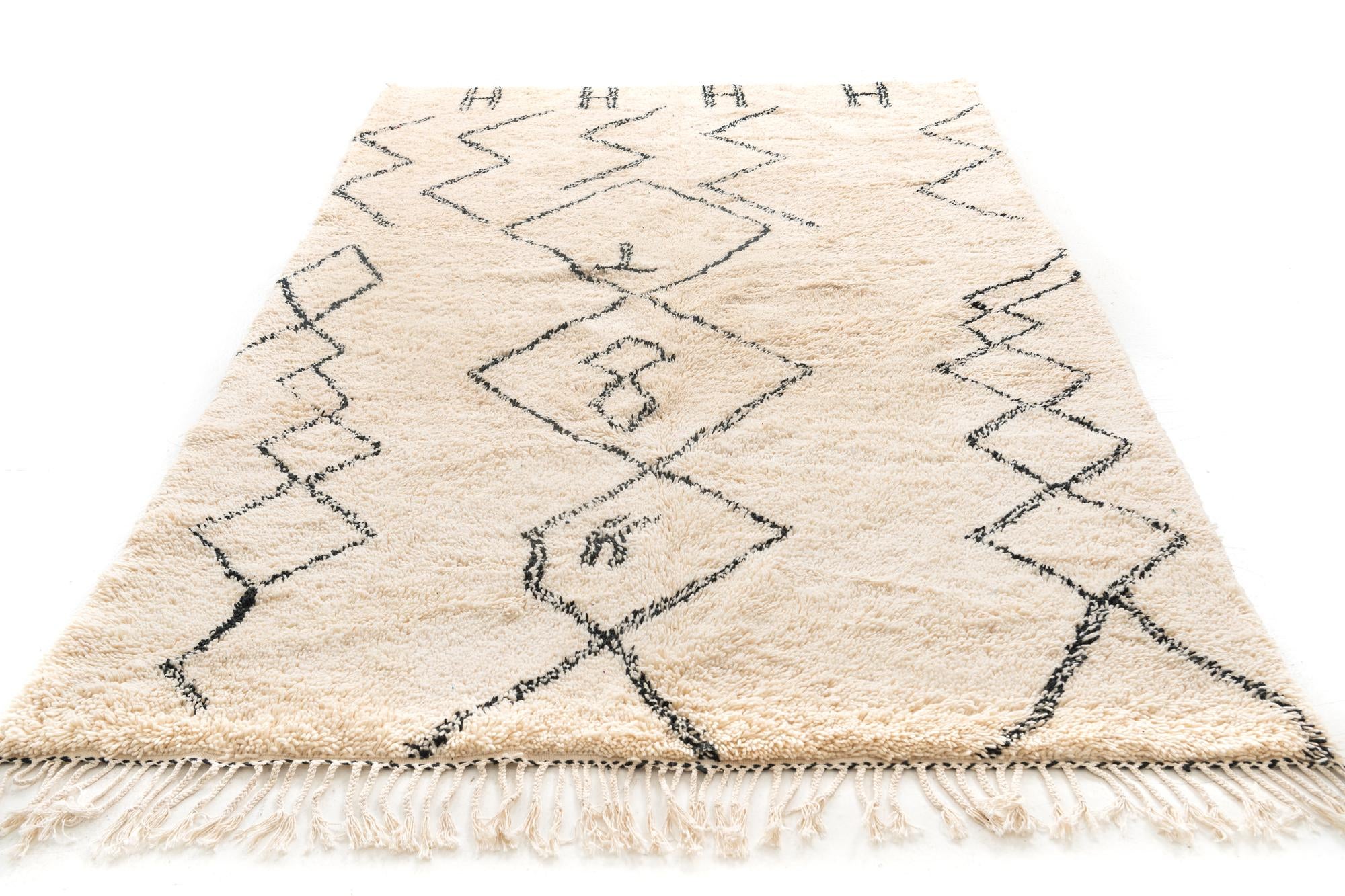 6' 3 x 9' 5 Hand Knotted Moroccan Wool Rug