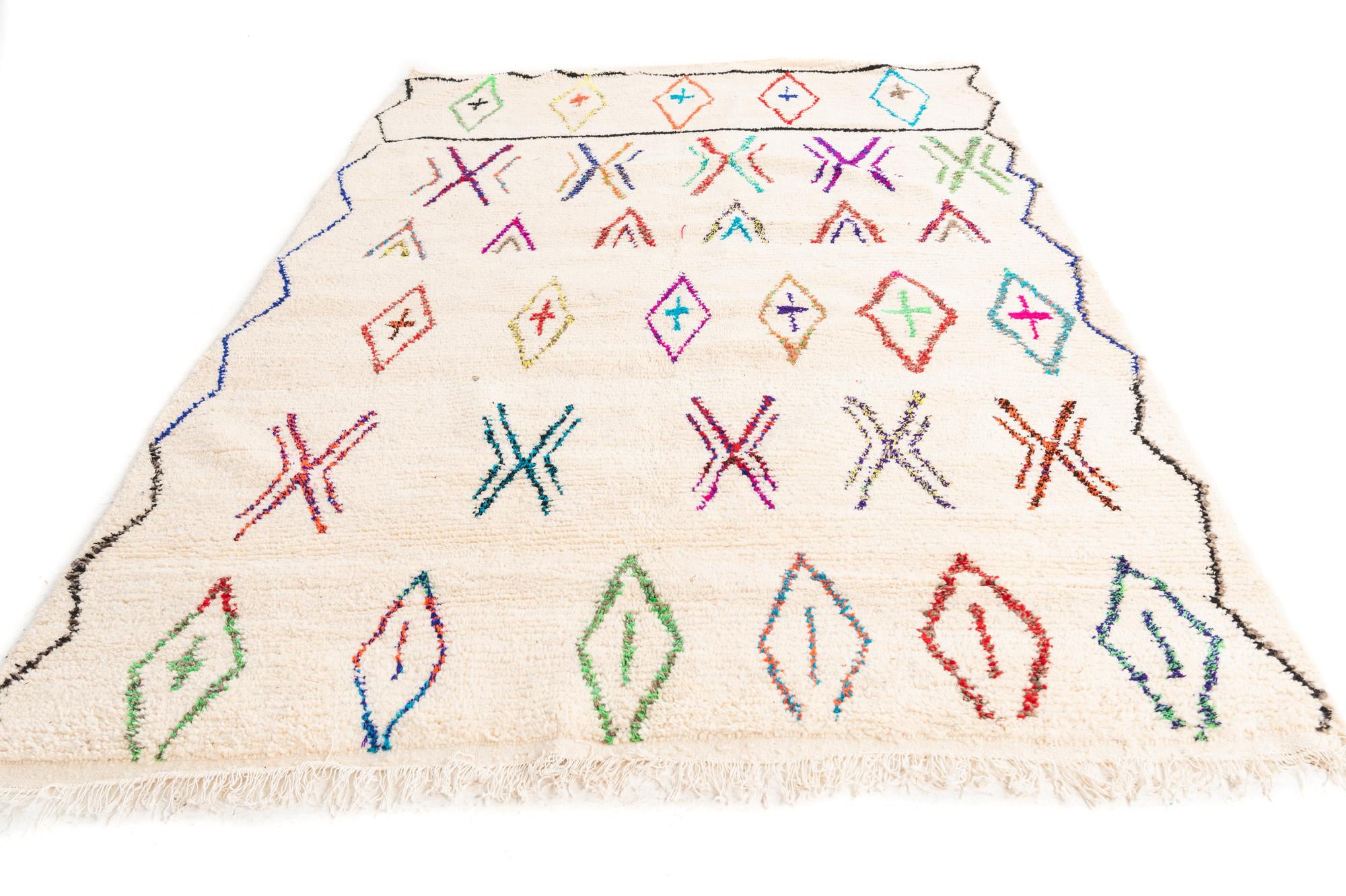 6' 6 x 9' 4 Hand Knotted Moroccan Wool Rug