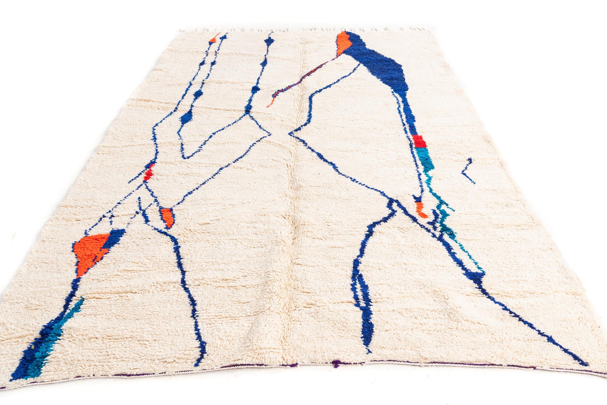 7' x 10' 4 Hand Knotted Moroccan Wool Rug