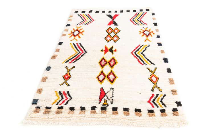 4' 2 x 6' 7 Hand Knotted Moroccan Wool Rug