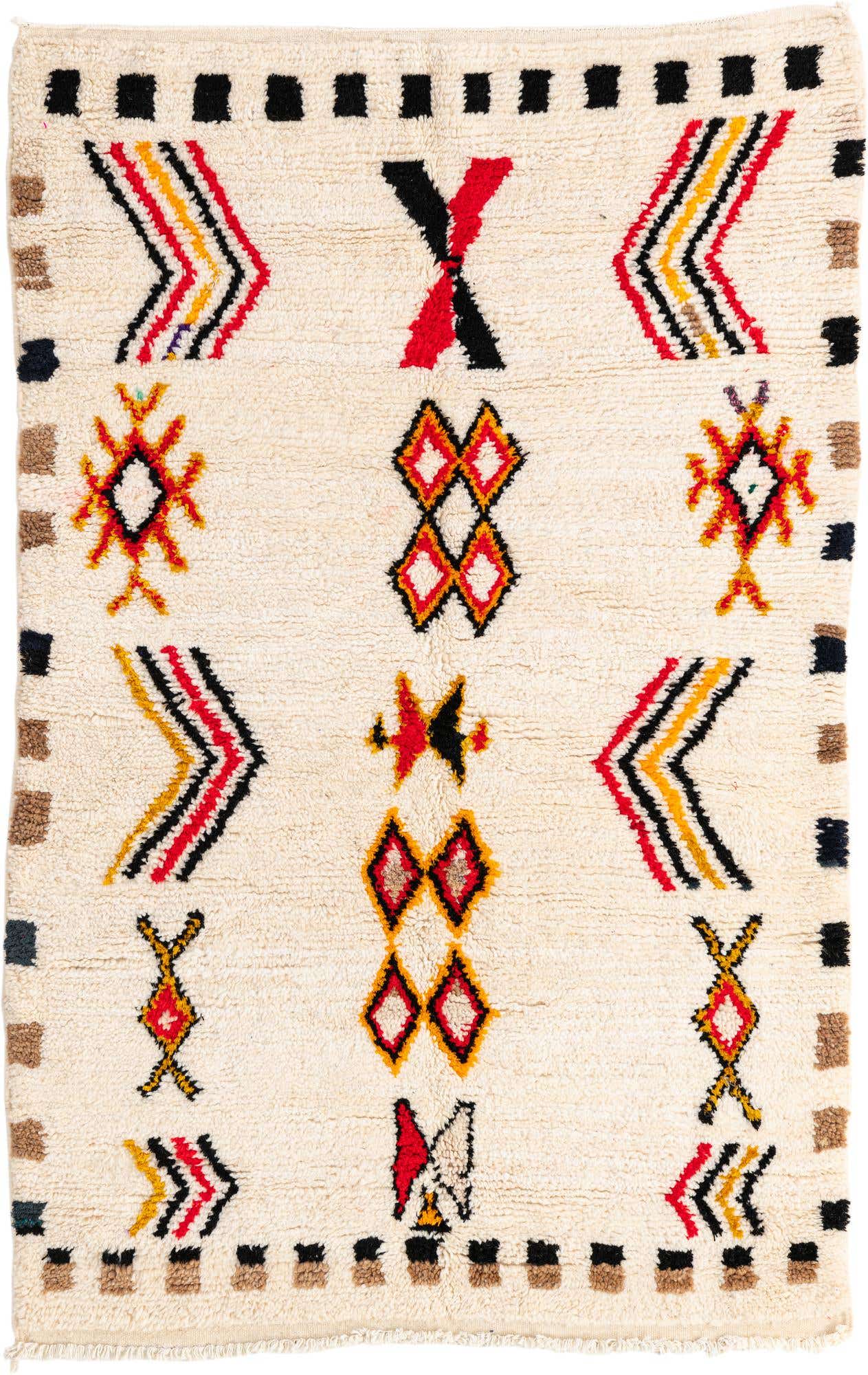 4' 2 x 6' 7 Hand Knotted Moroccan Wool Rug