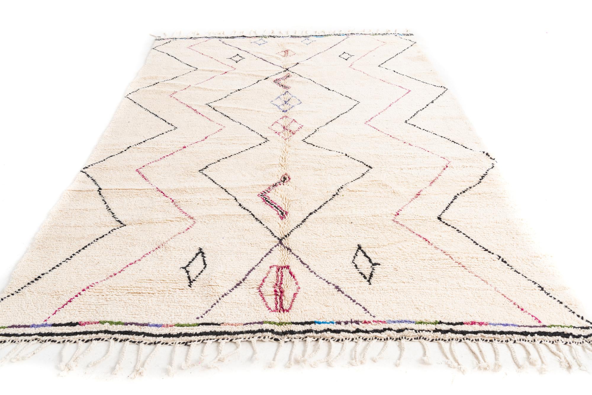 6' 9 x 9' 10 Hand Knotted Moroccan Wool Rug