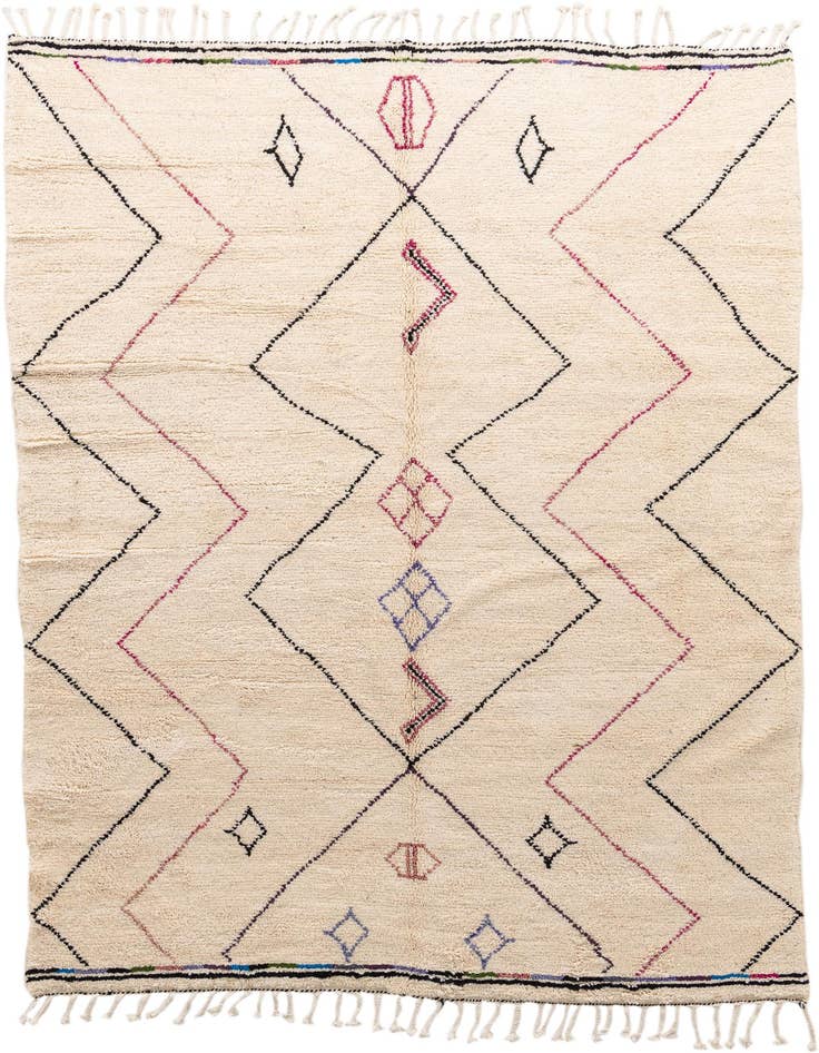 Detail image of 6' 9 x 9' 10 Hand Knotted Moroccan Wool Rug