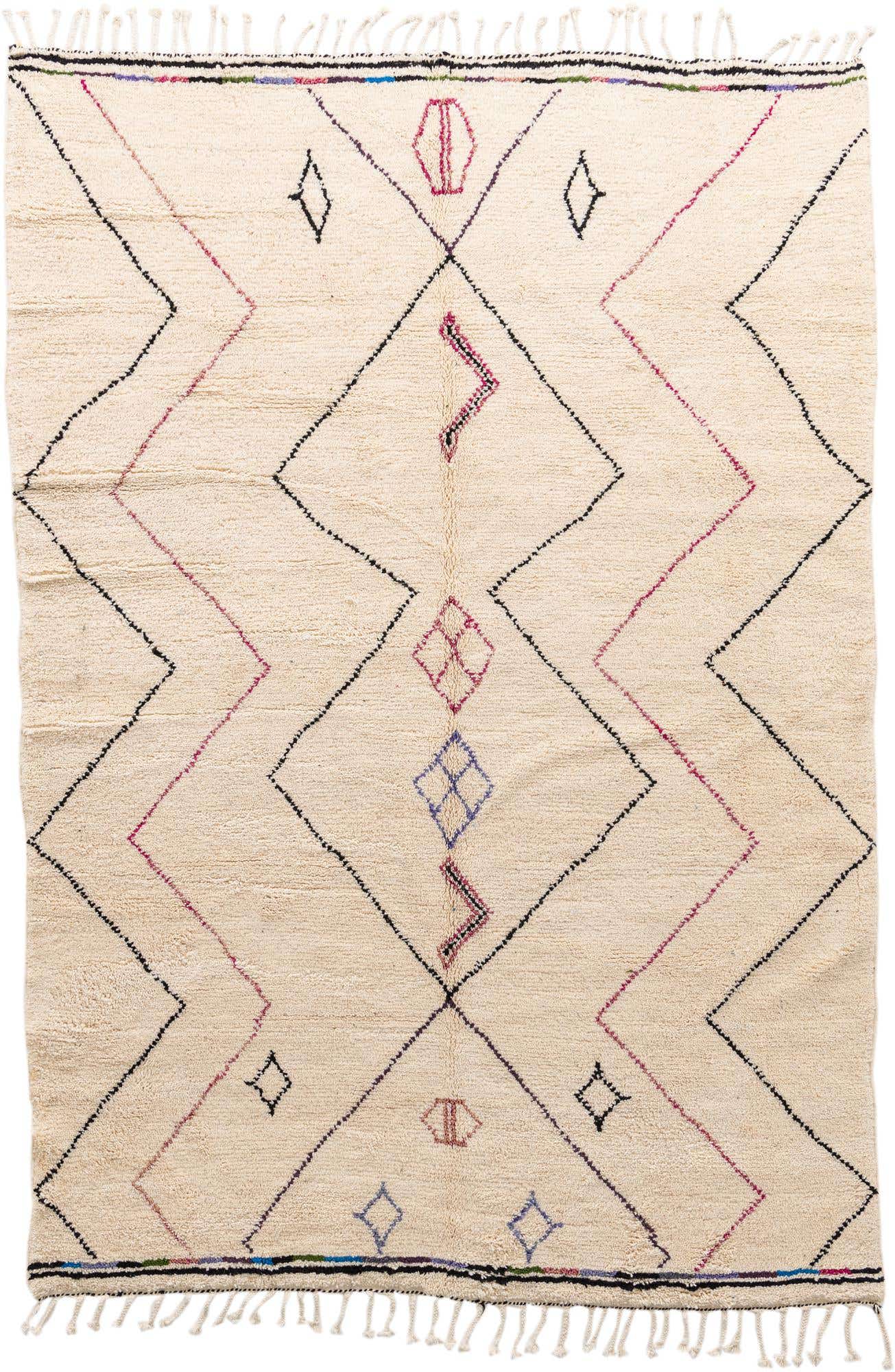 6' 9 x 9' 10 Hand Knotted Moroccan Wool Rug