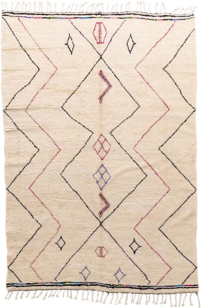 6' 9 x 9' 10 Hand Knotted Moroccan Wool Rug