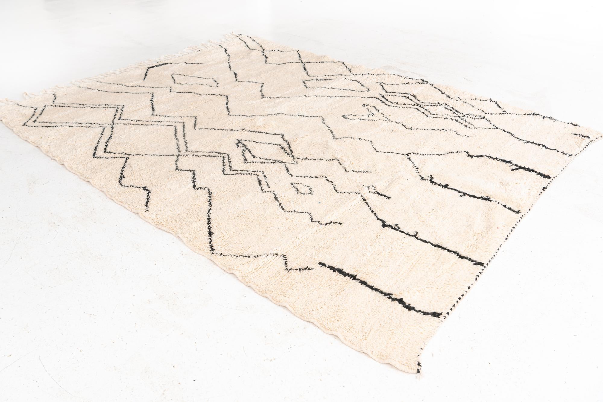 6' 10 x 9' 5 Hand Knotted Moroccan Wool Rug