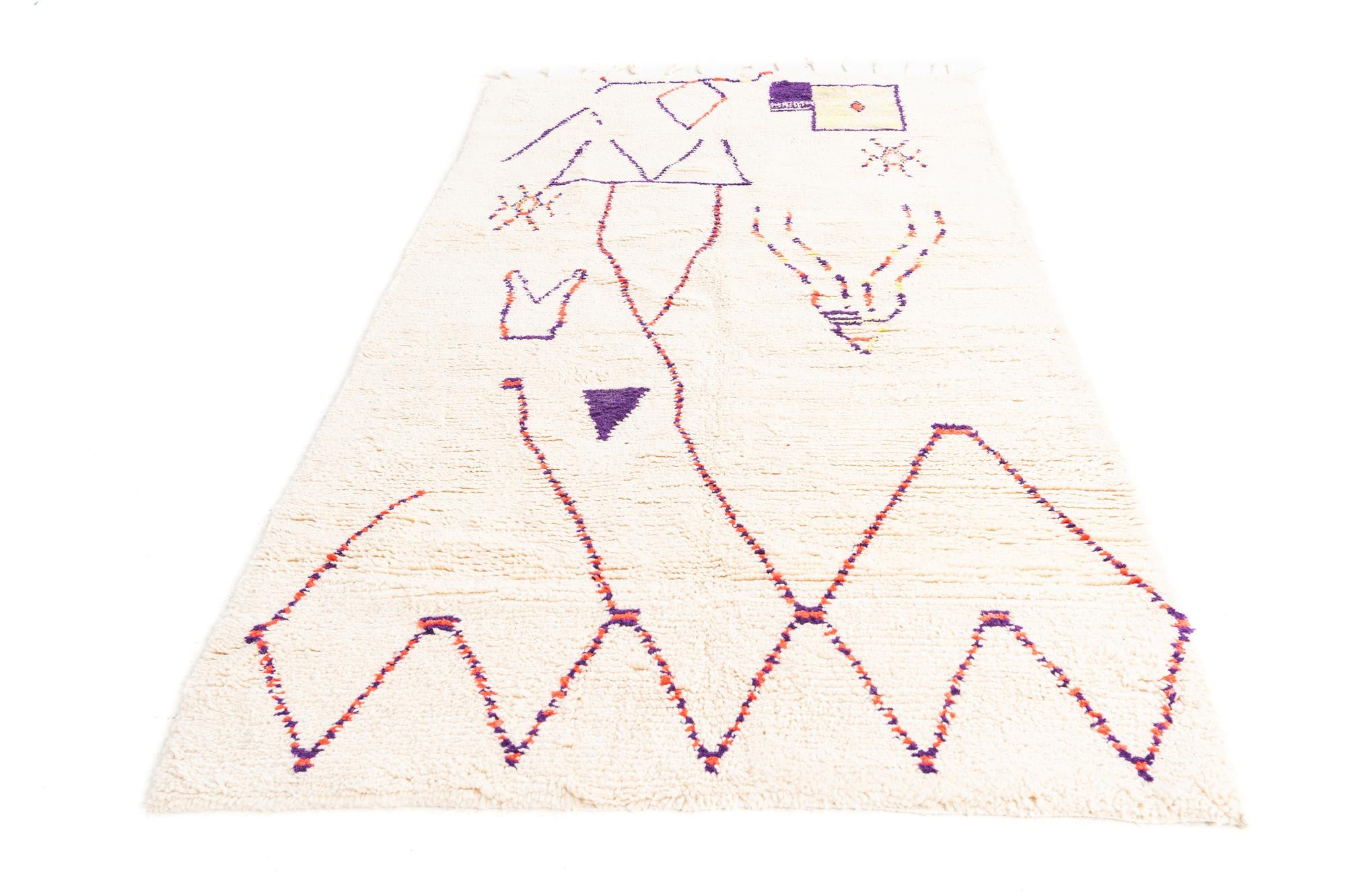 5' x 8' 8 Hand Knotted Moroccan Wool Rug