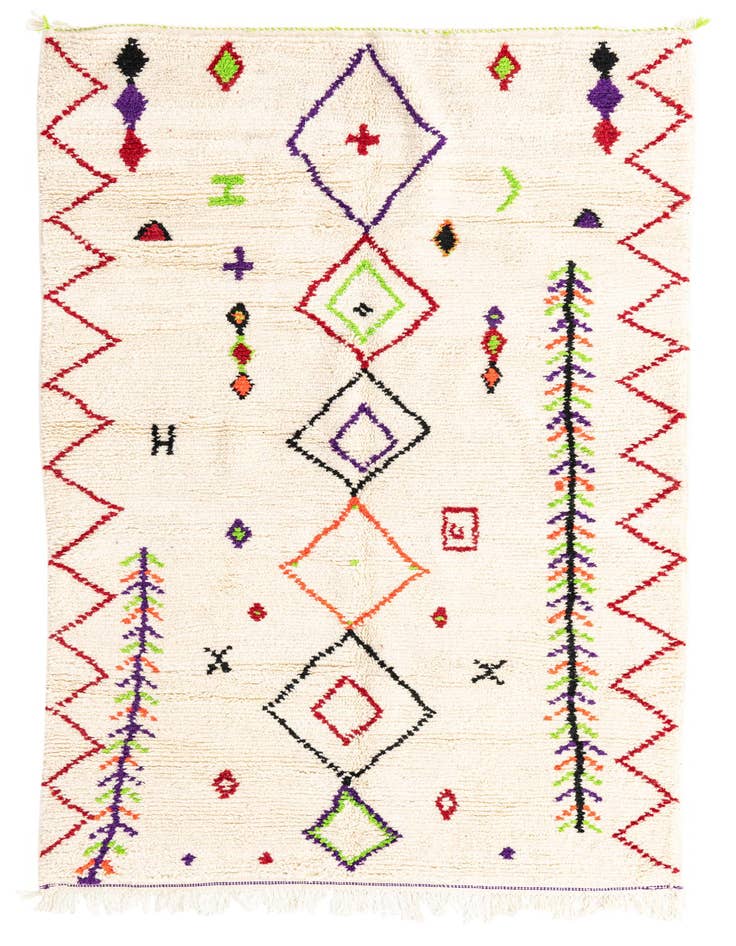 Detail image of 4' 10 x 8' 2 Hand Knotted Moroccan Wool Rug