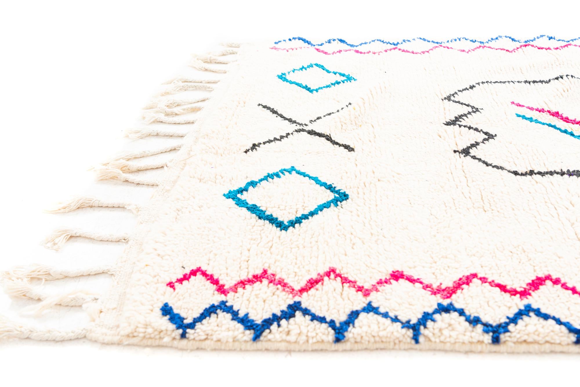 4' 6 x 6' Hand Knotted Moroccan Wool Rug