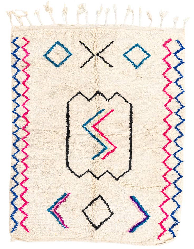 Detail image of 4' 6 x 6' Hand Knotted Moroccan Wool Rug