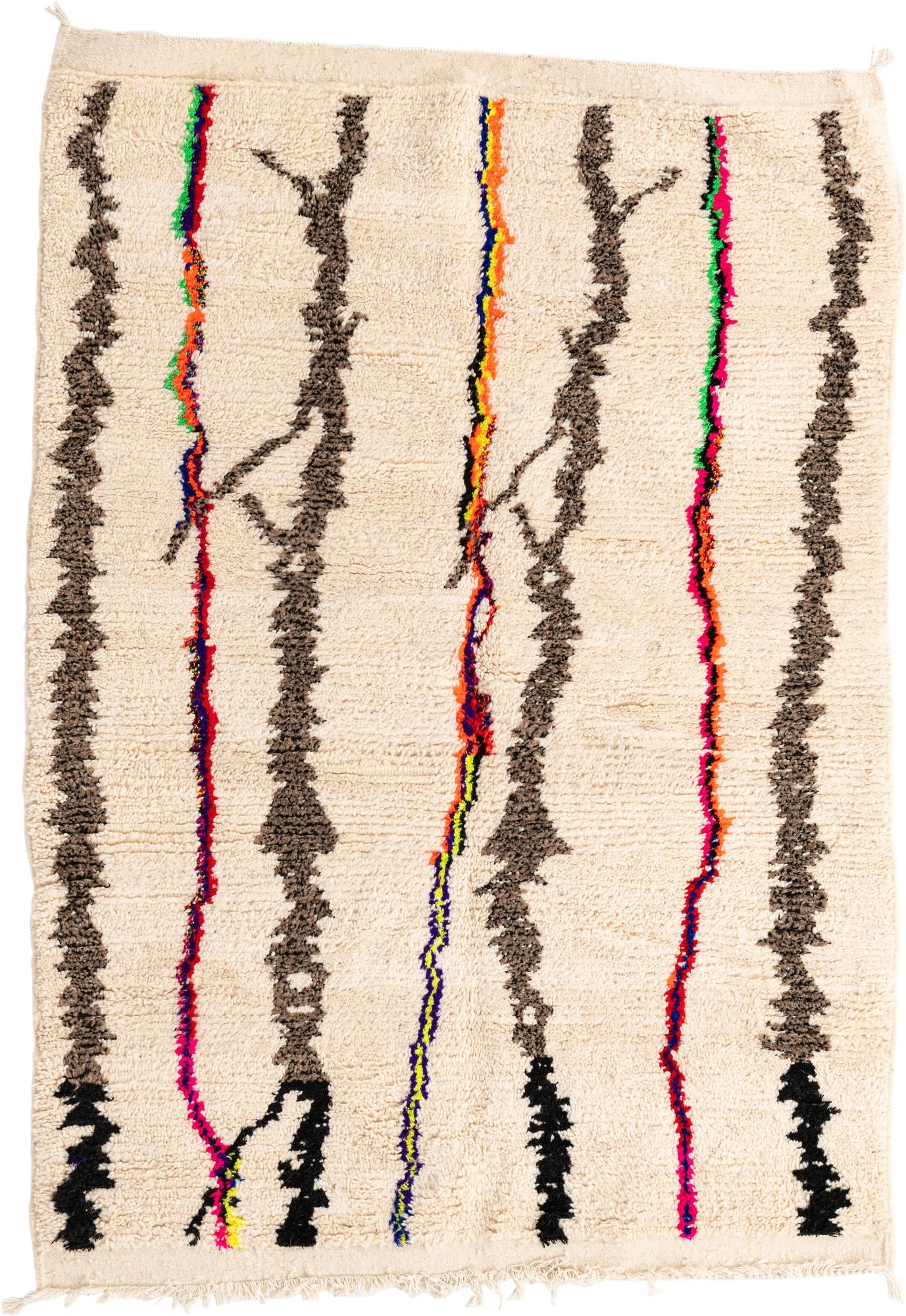 4' 9 x 6' 8 Hand Knotted Moroccan Wool Rug