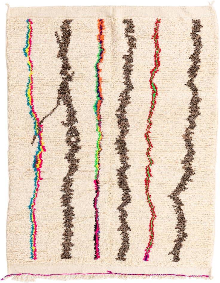 Detail image of 4' 9 x 7' Hand Knotted Moroccan Wool Rug