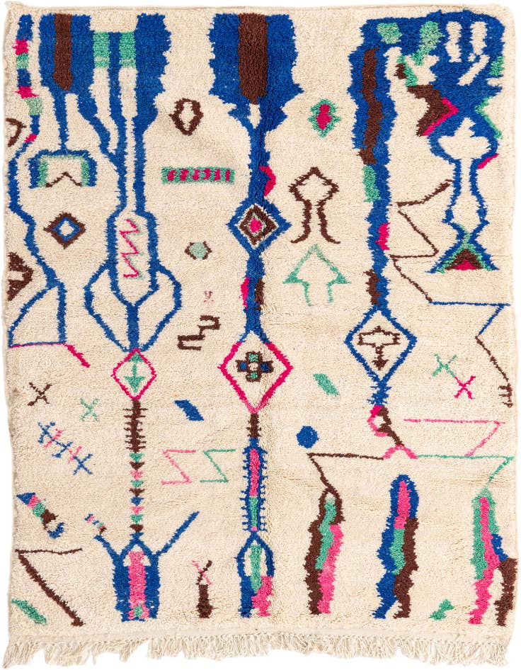 Detail image of 5' 3 x 8' 3 Hand Knotted Moroccan Wool Rug