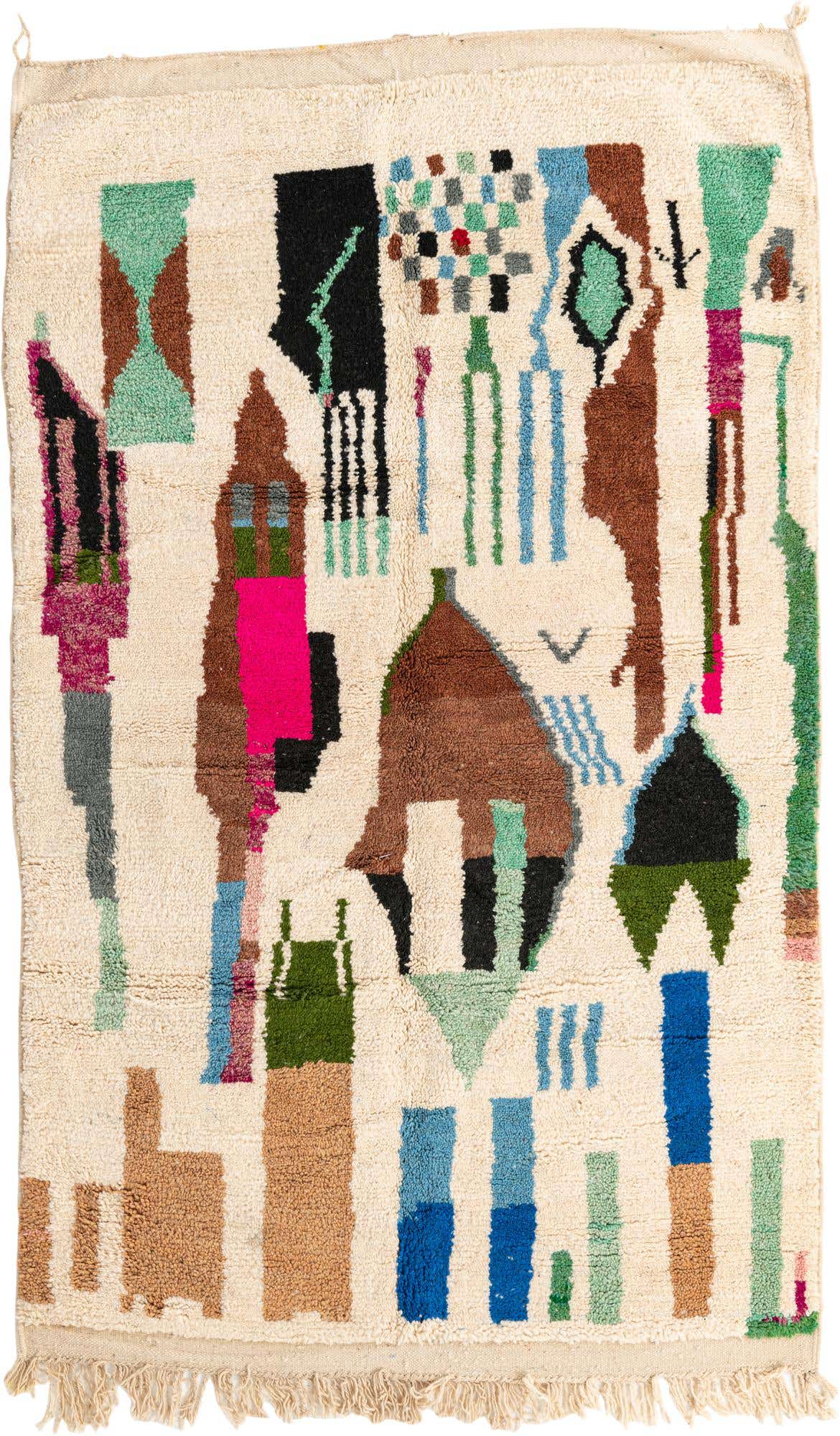5' x 8' 4 Hand Knotted Moroccan Wool Rug