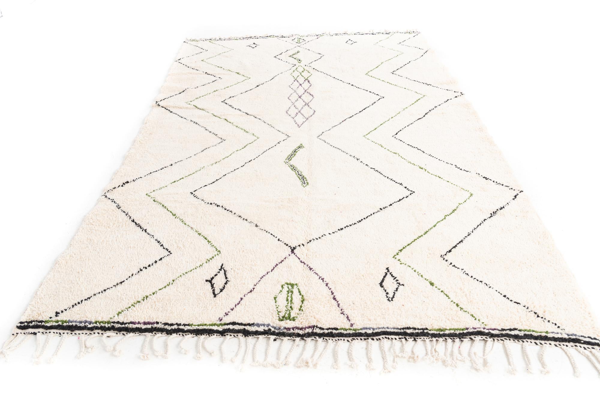 6' 8 x 10' Hand Knotted Moroccan Wool Rug