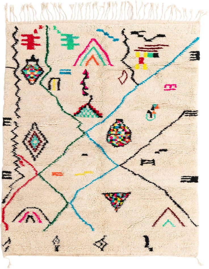 Detail image of 5' x 8' Hand Knotted Moroccan Wool Rug