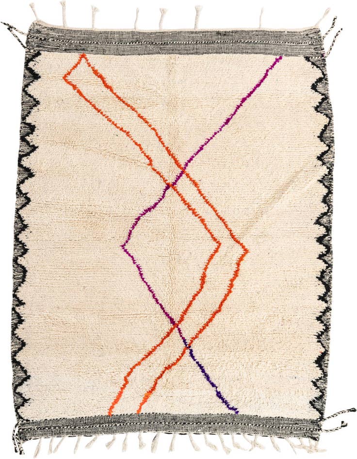 Detail image of 5' 4 x 7' 6 Hand Knotted Moroccan Wool Rug