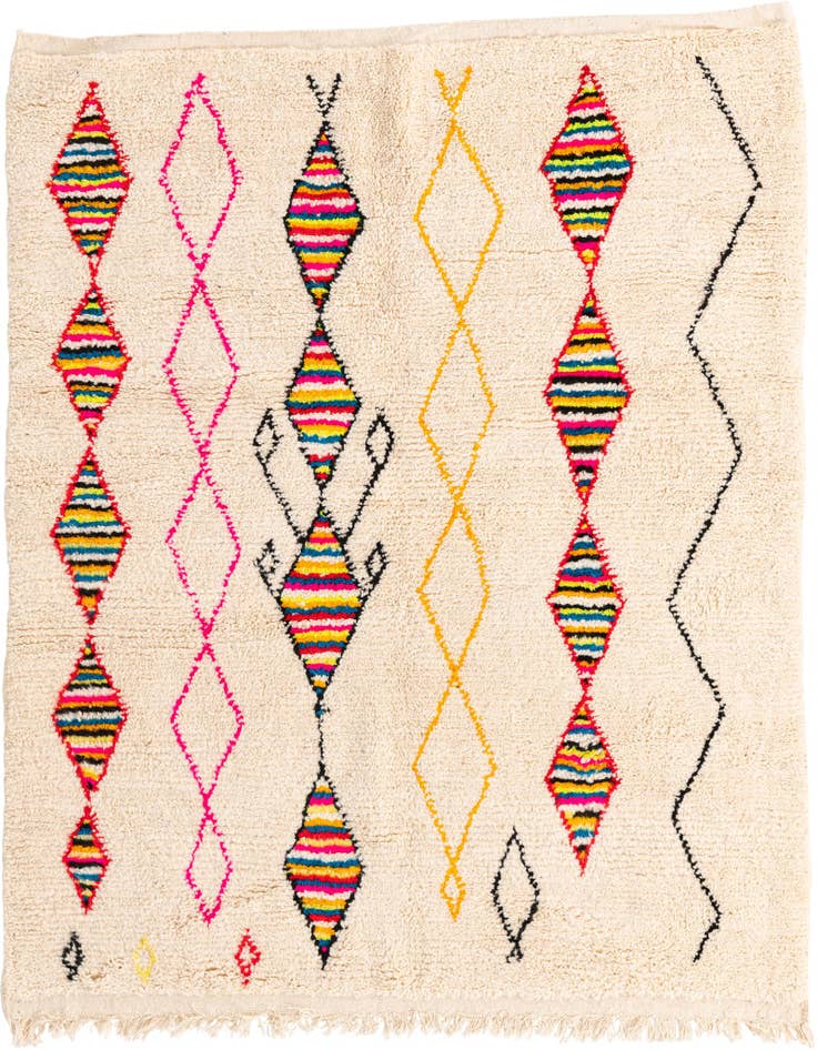 Detail image of 5' 2 x 6' 3 Hand Knotted Moroccan Wool Rug