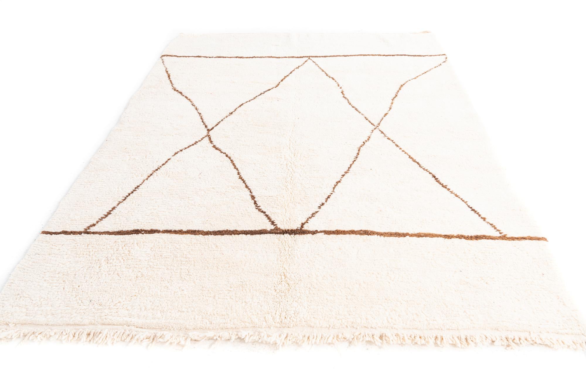 6' 10 x 9' 2 Hand Knotted Moroccan Wool Rug