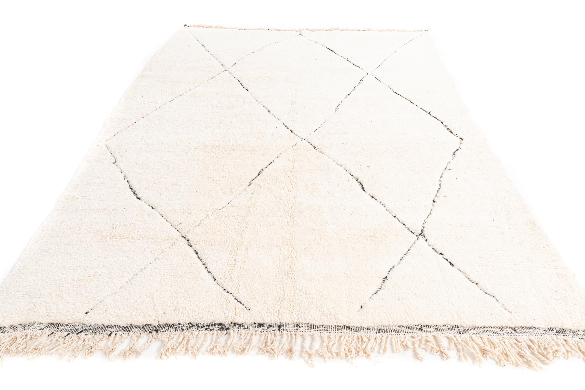 7' x 9' 6 Hand Knotted Moroccan Wool Rug