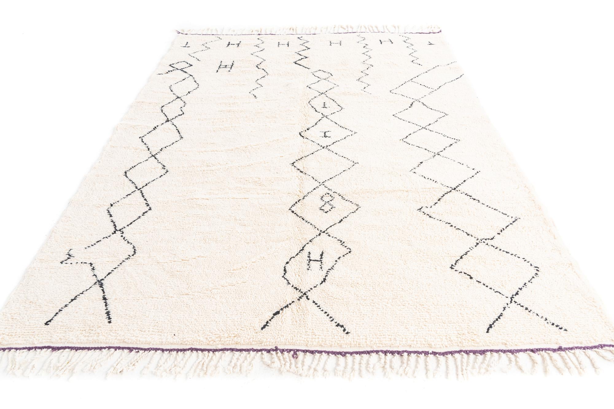 6' 9 x 9' 1 Hand Knotted Moroccan Wool Rug