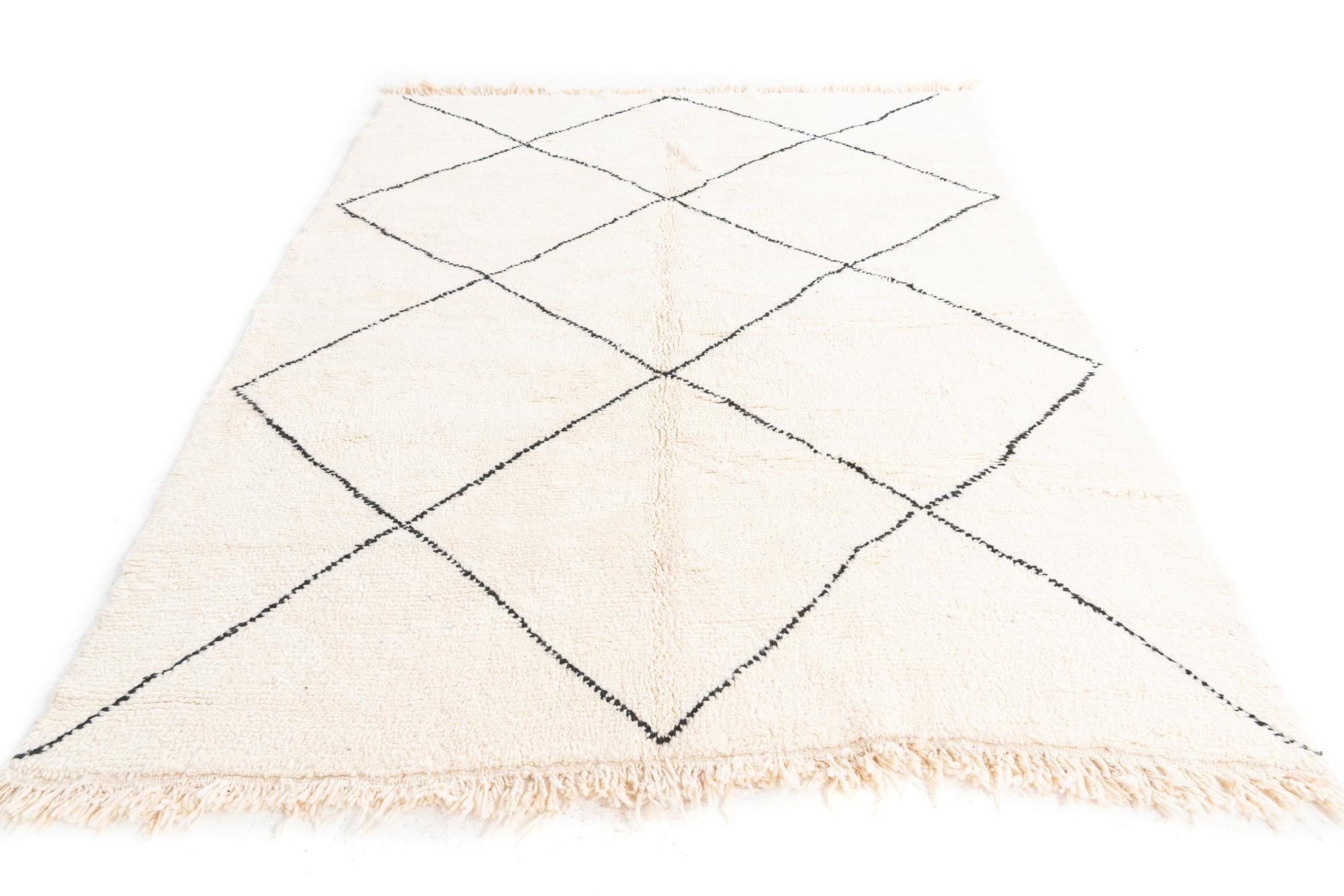 6' 7 x 8' 5 Hand Knotted Moroccan Wool Rug