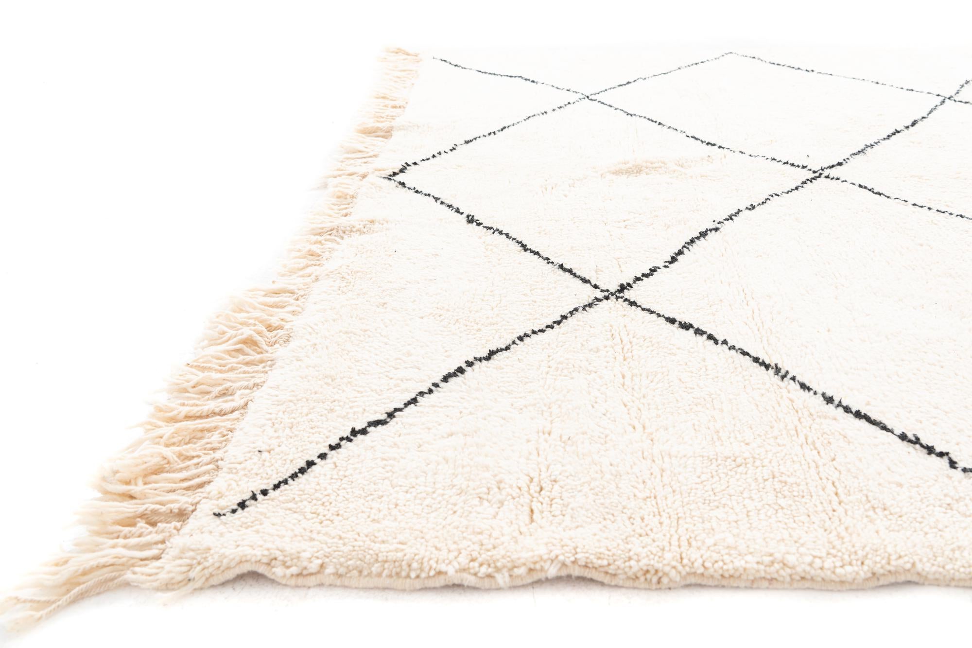 6' 7 x 8' 5 Hand Knotted Moroccan Wool Rug