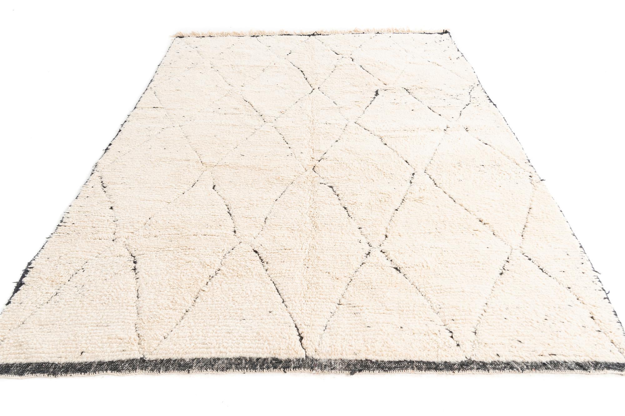 6' 8 x 9' 5 Hand Knotted Moroccan Wool Rug