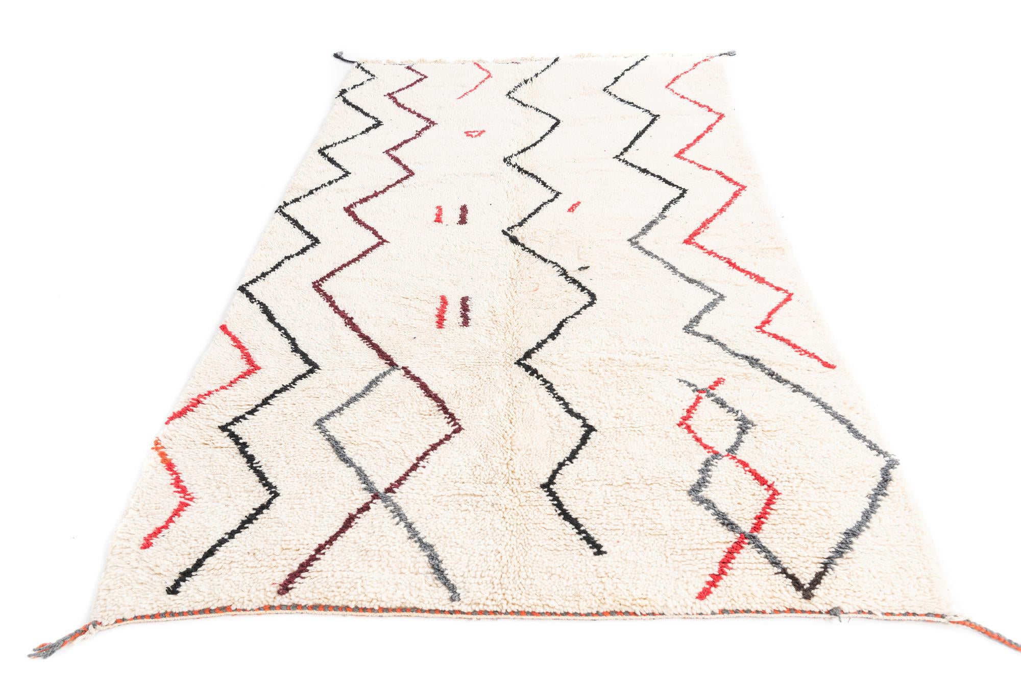 4' 10 x 8' Hand Knotted Moroccan Wool Rug