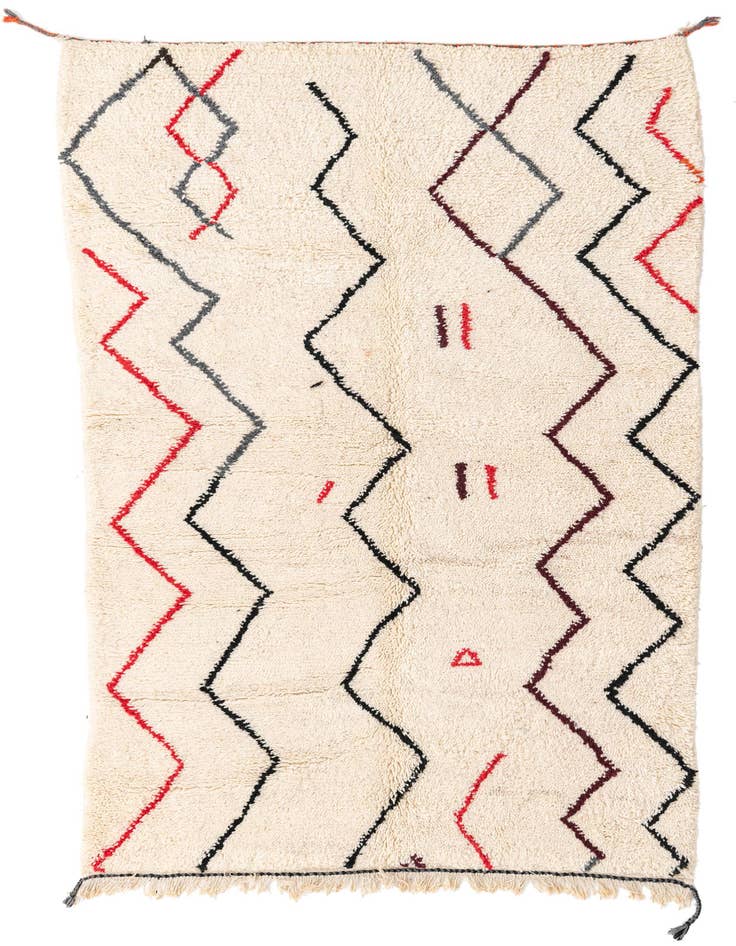 Detail image of 4' 10 x 8' Hand Knotted Moroccan Wool Rug