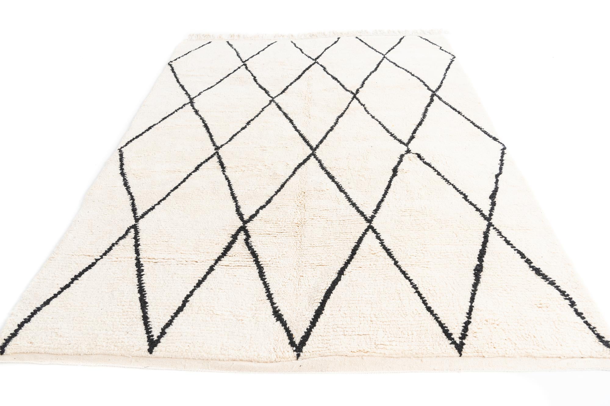 6' 7 x 9' 2 Hand Knotted Moroccan Wool Rug