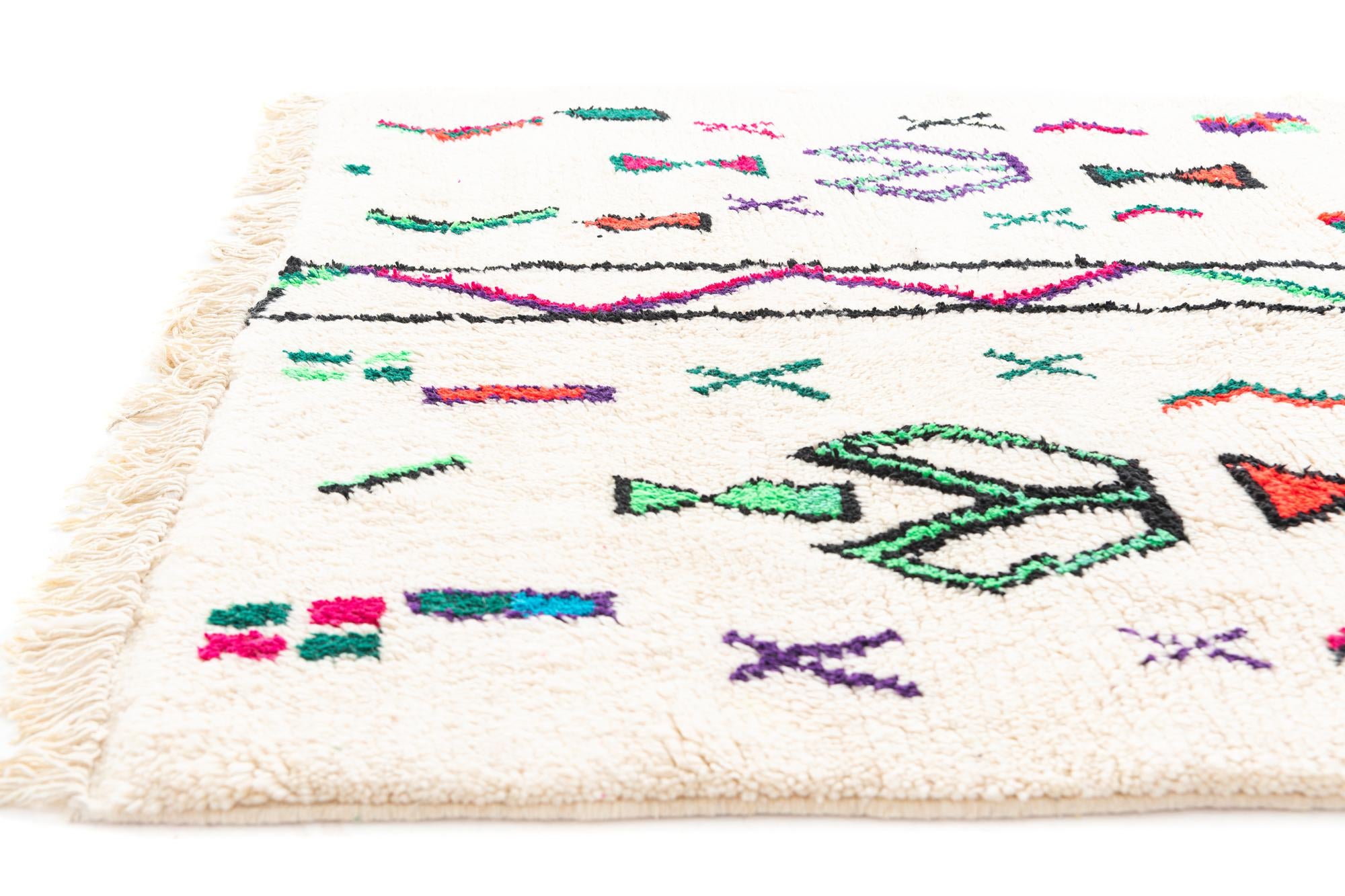 4' 8 x 8' Hand Knotted Moroccan Wool Rug