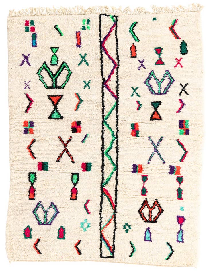 Detail image of 4' 8 x 8' Hand Knotted Moroccan Wool Rug