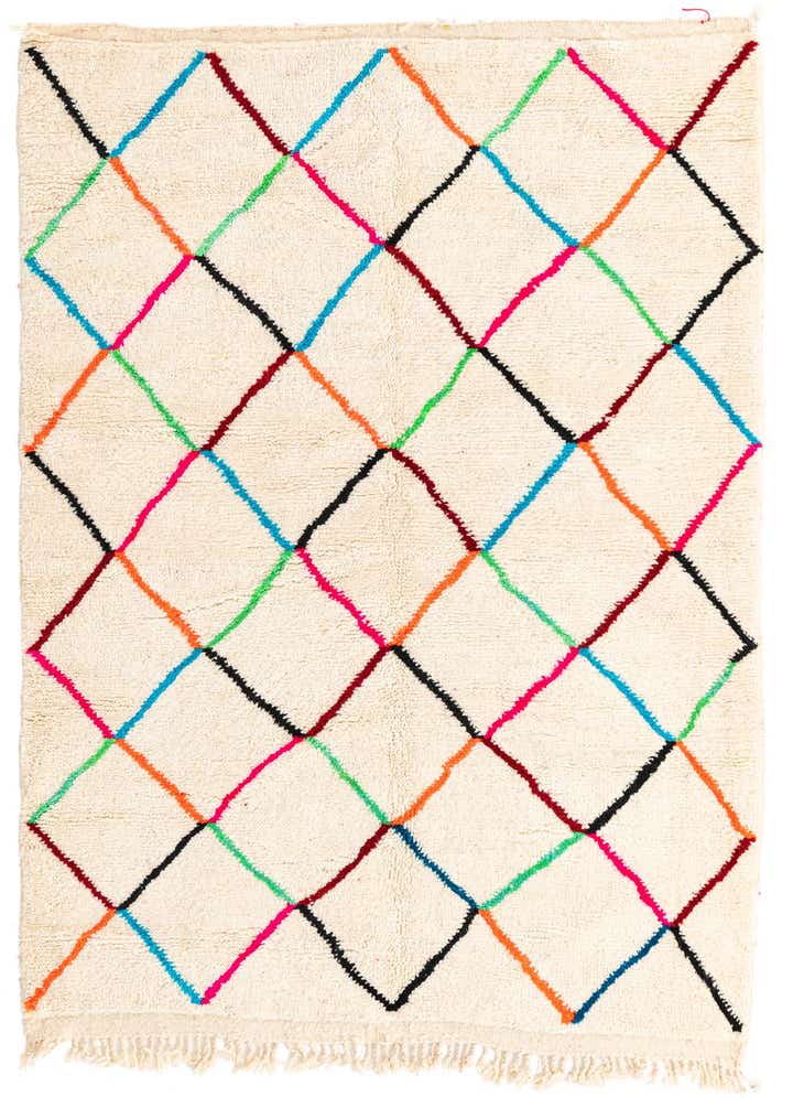 4' 10 x 6' 8 Hand Knotted Moroccan Wool Rug