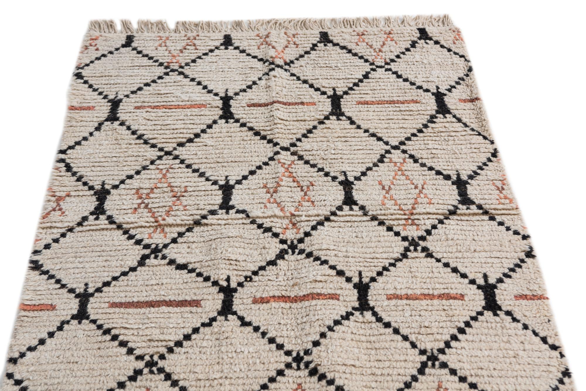 3' x 4' 8 Hand Knotted Moroccan Wool Rug