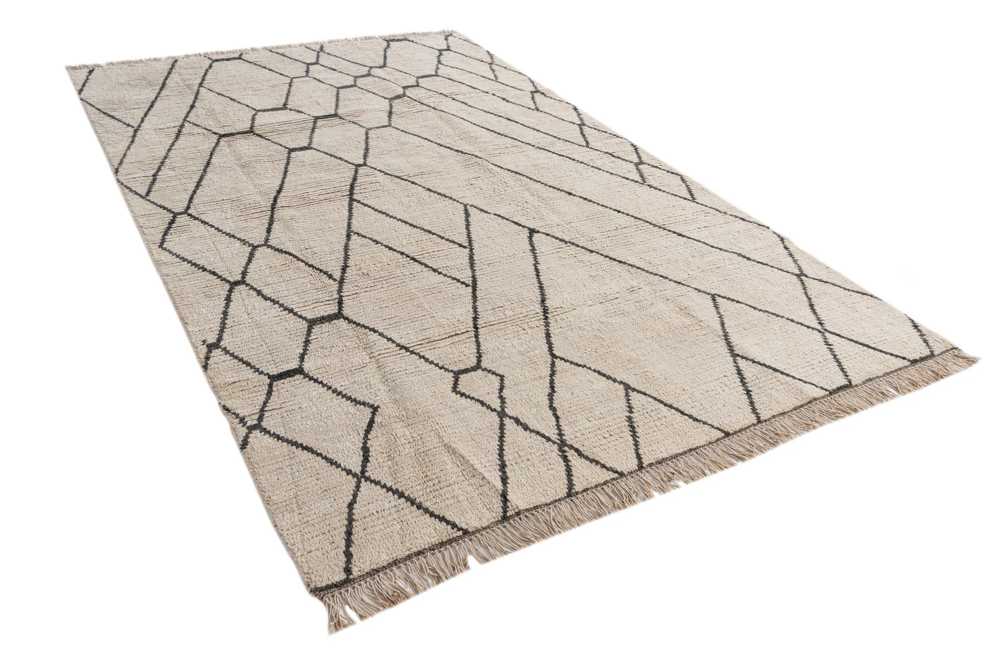 6' x 9' 6 Hand Knotted Moroccan Wool Rug